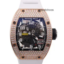 Relojes de lujo Réplicas RichardMiler Reloj mecánico automático RichardMiler Serie para hombre RM029 Reloj para hombre con conjunto de diamantes en oro rosa de 18 quilates Esfera hueca Automático Ma QTXA