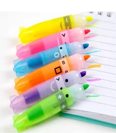 6PCS Colore misto a forma di barca Penna fluorescente Evidenziatore Pennarello Scrittura Regalo scolastico Carino Kawaii Negozio di accessori per ufficio Stationary1020577