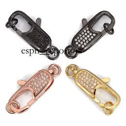 espnsport Riversr CZ Micro Pave Lobster Clasp Accessories White Pink Yellow Gun Black Lock Type Copper Zircon Hooks Connectors DIY Jewelry Findings Wholesale