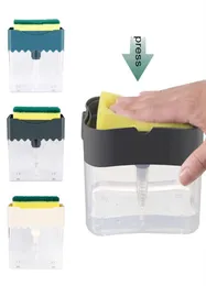 Дозатор для мыла с держателем губки Контейнер для дозатора чистящей жидкости Ручной пресс Органайзер для мыла Инструмент для чистки кухни C100729712118