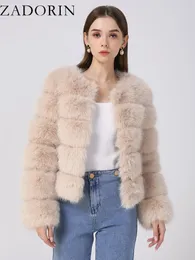 ZADORIN Long Sleeve Faux Fox Fur Coat Women Winter Fashion Thick Warm Fur Coats Outerwear Fake Fur Jacket Women Clothing 240110