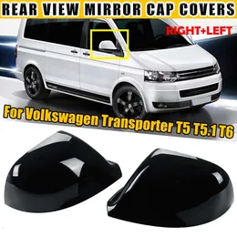 New Pair Car Rear View Side Wing Mirror For VW Transporter T5 T5.1 2010-2015 T6 2016-2019 Replacement Rearview Cover Cap Black