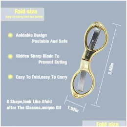 Scissors Glasses Shape Foldable Fishing Scissors Small Tools Outdoor Travel Collapsible Disguise Cigar Cutter Plastic Metal Knife Port Dhjtg