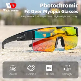 サングラスウェストバイキングフォトクロミックサイクリングメガネは近視眼鏡にぴったりのスポーツメンズサングラスMTBロードバイクアイウェア偏光ゴーグル