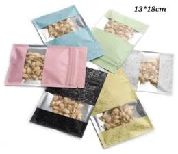 1318cm 100pcs 6 cores Zipper Dry Food Packaging Mylar Bags com janela translúcida Pacote de vedação térmica Bolsas Amostra Pistachio6051494