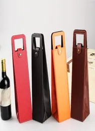 PUレザーワインまたはシャンパンギフトラップトートトラベルバッグシングルワインボトルキャリアケースオーガナイザーワインボトルギフトバッグ5843895