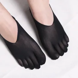 Conjunto de meias invisíveis masculinas, 4 pares, tamanho grande, 5 dedos, verão, nylon fino, antiderrapante, japonês com dedos separados, homem 240109
