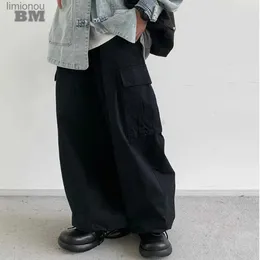 Damesbroek Capri Japanse streetwear Zwarte losse cargobroek voor mannen Dames Koreaanse hiphop oversize broek Harajuku trendy paar baggy broekL240110