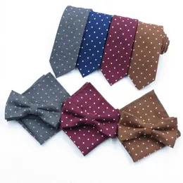 Sitonjwly garnitur męski Zestawy muszki Business Formal Dress Polka Dots Nectie Bowtie chusteczka kieszonkowa kieszonkowa krawat motyla 240109