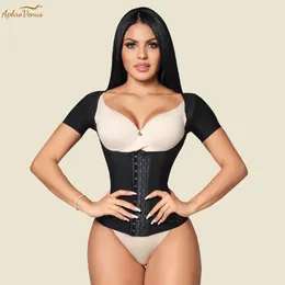 Fajas Short Sleeve Breasted Waist Trainer Top Body Sculpting Clothes Fitness Shaper Abdomen Sports Clothes Slimming Underwear 240109