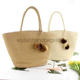 Totes rattan colorido bola de cabelo selvagem str saco ombro grama tecido praia férias feminino casual compras bigstylishhandbagsstore