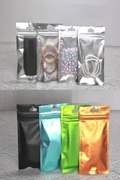 85x13cm främre matt transparent pläteringsfolie zip väska färg mylar telefon fodral förpackning påse återförslutningsbart paket titta svart sack3354550