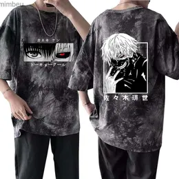 القمصان للرجال اليابانية anime kaneki ken tokyo ghoul tirt men cool manga manga graphic t-shirt theral grunge tshirt streetwear top tee malel240110