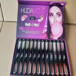 Uppsättningar 2021 Ny Hudamoji 12 Color Lipstick Palette Cream Lip Makeup Långlast Kosmetika Limited Edition gratis Shippiing