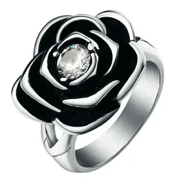 Женское кольцо с цветком розы, кольцо с красным камнем CZ для мужчин, белое золото 14 карат, модные обручальные кольца для любви, anillos para las mujer