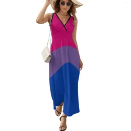 Lässige Kleider LGBTQ Bisexuelles Stolzkleid Elegantes Maxi-V-Ausschnitt-gedrucktes Boho-Strand-langes ästhetisches großes Größen-Vestido
