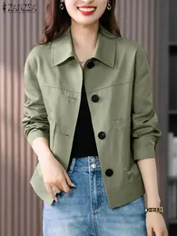 ZANZEA Woman Vintage OL Coats Female Casual Loose Outwear Long Sleeve Lapel Neck Solid Autumn Elegant Office Jackets 240110