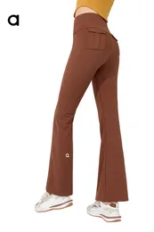 AL Women's Spring i Autumn Oddychające do oddychania Spodnie z jogi z wysokim talią i biodrem podnoszącą odzież roboczą Pocket Yoga Pants Kobietowe spodnie sportowe