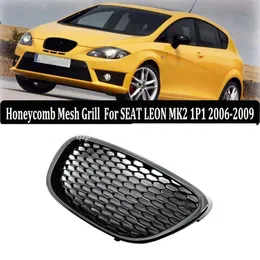 Ny Gloss Black Front Kidney Honeycomb Grille för Seat Leon MK2 1P 2006-2009 Hood Grill Replacement Grill Exteriör Biltillbehör