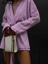 Conjuntos msfancy férias duas peças conjunto feminino algodão manga longa túnica rendas até topo cintura alta shorts terno feminino 2022 loungewear outfits