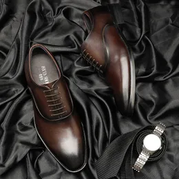 Men's leather shoes men's leather business formal dress British style block high-end manual casual leather men's shoes 230814