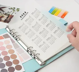 Prodotti di carta Calendario 2023 Divisore in PP A5 A6 Notebook a fogli mobili Planner Foglio indice Raccoglitore Categoria Clip interna 2211089416090