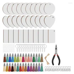 Chaveiros 152pcs sublimação em branco conjunto duplo-lado chaveiro impresso transferência de calor com chaveiro195f