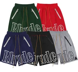 Shorts de grife rhude shorts moda verão calças de praia homens de alta qualidade desgaste de rua vermelho azul preto roxo calças masculinas curtas US Workout Pants75466