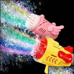Новинка игры Gag Toys Подарки Bubble Gun Electric Matic Soap Rocket Bubbles Hine Kids Портативная уличная игрушка для вечеринок Led Lig Dhjjw Drop De Dhef2