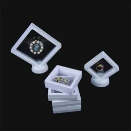 3D Frame Shadow Box Floating 20pcs/lot Jewelry Display Stand Ring Pendant Holder PE Jewellery Stone Presentation Case 240110