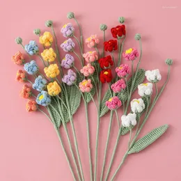 装飾的な花編集のための手編みの人工甘いベルオーキッドフラワーブランチバレンタインデーギフトテーブルホーム装飾