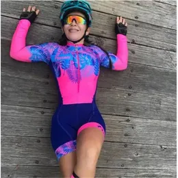 Sets 2020KAFITTWomen Little Monkey Cycling Jersey Jumpsuit Cycling Summer Long Sleeve Suit 20DHEL Breathable Pro