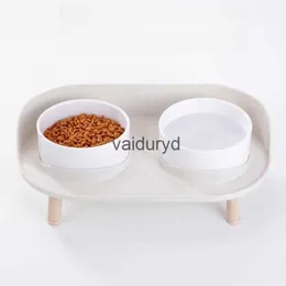 Dog Bowls Feeders ABS Plastic Double Bowls Water Food Bowls Prevent Knocks Over Protect Cervical Spine Pet Cat Bowls for Small Large Cats Dogsvaiduryd