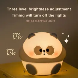 1pc LED Night Light, Cute Panda Cartoon Animals Silicone Lamp, USB Rechargeable Timing Sleeping Lamp, Creative Bedroom Bedside Lamp, For Home Decoration