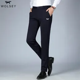 Autumn Winter Men Wolsey Golf Suit Pants for Men Stretch Business Casual Pants Male Straight Trousers Black Blue Gray 240111