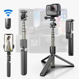 Tripods L03 Kablosuz Bluetooth Selfie Stick Taşınabilir Uzatılabilir Uzun Stand Android iPhone GoPro Kameralar İçin Canlı Katlanabilir Tripod