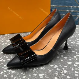 Lüks tasarımcı elbise ayakkabıları pompalar Kadın Slingbacks Sivri Bowtie Süslenmiş 7.5 9.5cm Yüksek Heal Sandals Seksi Bayanlar Tek Parti Düğün Ayakkabı Boyutu 35-41 Kutu 10A ile