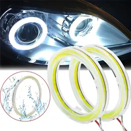 New LED Car COB Angel Eye White Light Car Motorcycle Headlight Circle Ring Auto Lamp 12-24V Styling Decorative Bulbs Lights 2pcs