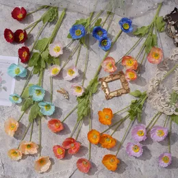 Флокирование 4 шелковой ткани маки фейерверк хризантема искусственные цветы свадебный дорожный путеводитель цветочный ряд украшения моделирование цветок мака XC