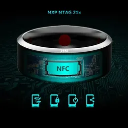 Fashion NFC Control Smart Ring Electronic Bluetooth Ring Solar Ring IC Rewritable Analog Access Card Tag Key Ip68 Waterproof 240110