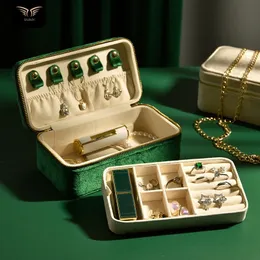 Taimy Double Layer Design Velvet Jewelry Box Portable Travel Ringörhängen Halsband Boxar Personlig present GRATIS anpassad 240110