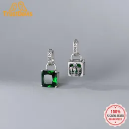 المعلقات TrustDavis Real 925 Sterling Silver Flendant Handmade Diy Netclace Square Crown Green Cz Excessories Fine Jewelry Wholesale Hy716