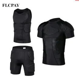 Men039s Padded Shirt Training Vest Tshirt Short Set Ribs Thighs Buttocks Protector Football Basketball Hockey Protective Gear5928683