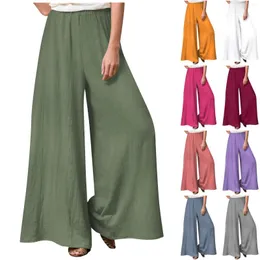 Kvinnors byxor eleganta 2024 y2k vintage mode fast färg sömnad andningsbar avslappnad pantalones holgados mujer