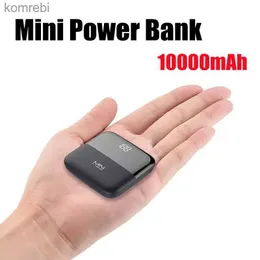 Bancos de energia para telefone celular Mini Power Bank 10000mAh Display digital Power Cell Phone Bateria externa Carregador portátil Bateria auxiliar Pequeno PowerbankL240111