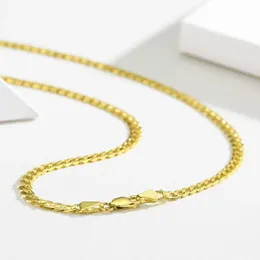 Necklaces 45cm80cm 4mm Light 925 Sterling Silver W/ Gold Color Curb Chain Link Necklaces Women Men Jewelry Collares Kolye Collier Ketting