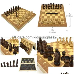 Masa oyunları ahşap satranç seti manyetik boyut ile katlanır satranç tahtası 29 cm x çocuk hediye turnuvası oyunu damla desenli oyuncaklar hediyeler pu dh5ke