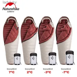 Sacos de dormir Naturehike SnowBird Acampamento ao ar livre Saco de dormir Ultraleve portátil 20D Nylon Duck Down Múmia Saco de dormir de invernoL240111