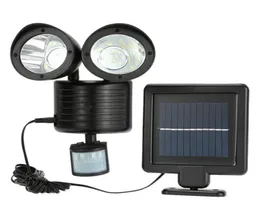 Preto cabeça dupla solar lâmpadas de parede corpo sensor luz à prova dwaterproof água 22 led jardim corredor lâmpada villa ao ar livre countryard lighting8008092