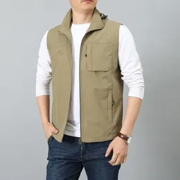 Men's Waterproof Multifunctional Vest Outdoor Casual Loose Oversized Hooded Vest